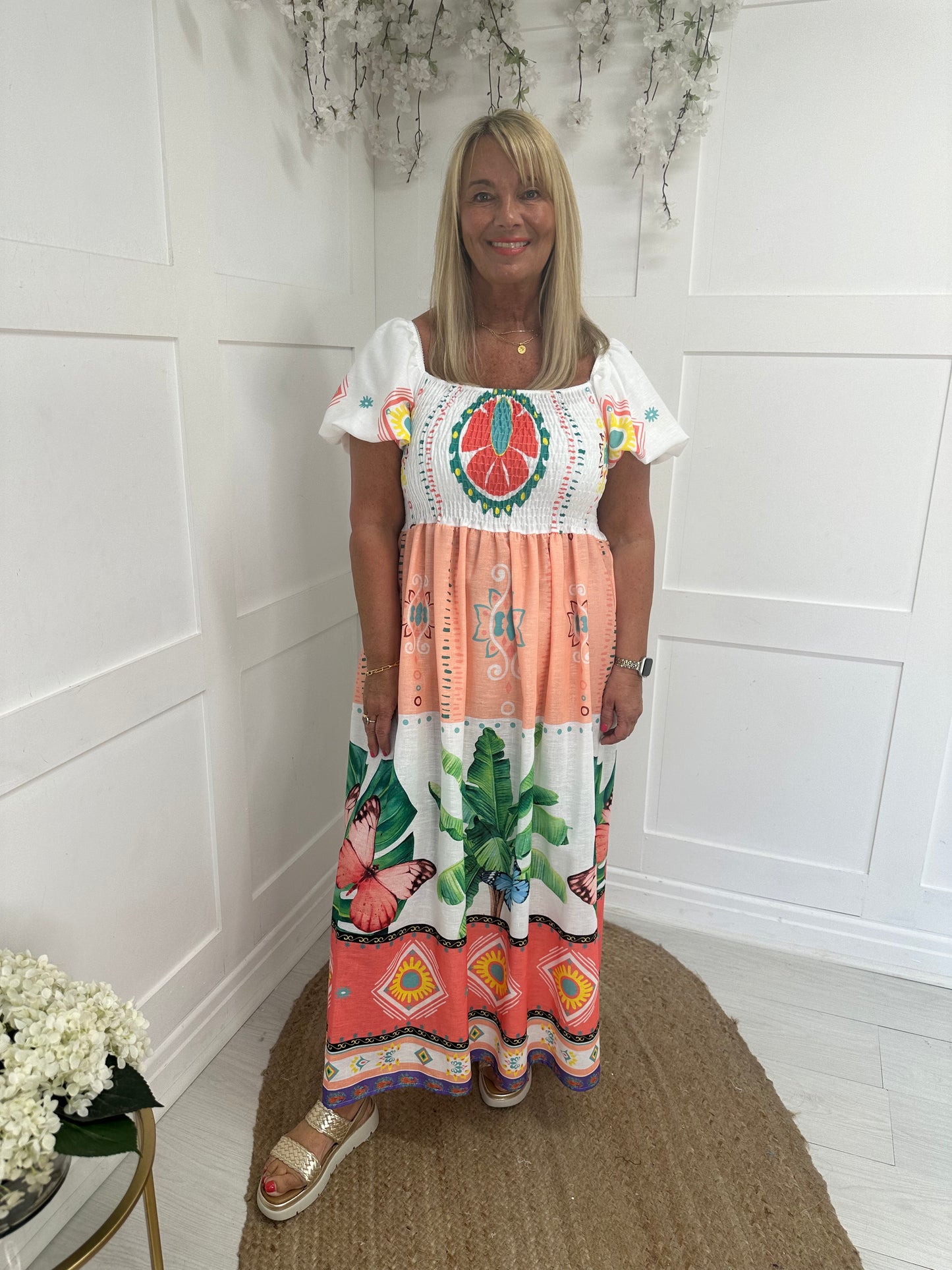 Mandie: Tropical butterfly maxi dress. One size: 12-20