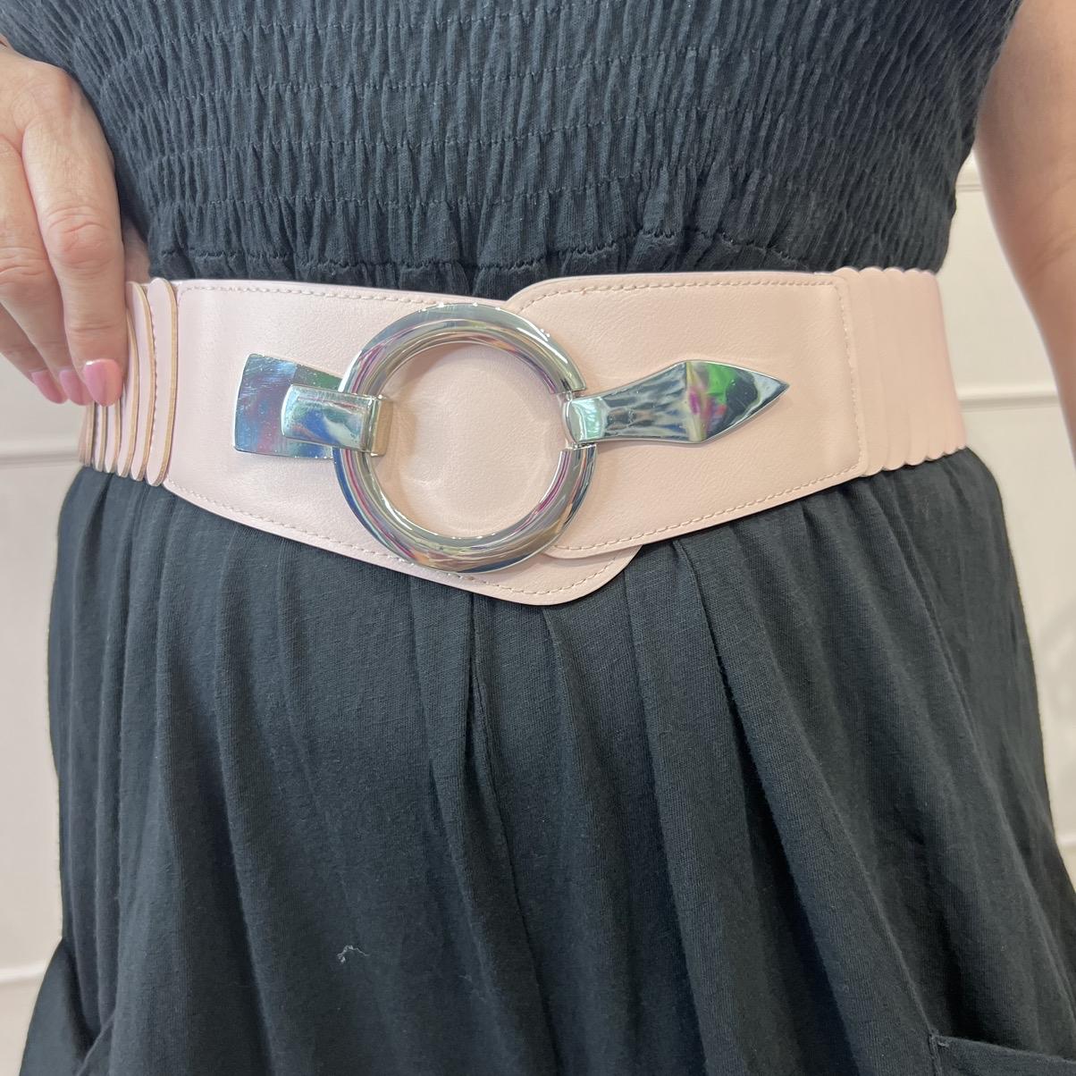 Rina: Stretchy belt with large buckle. One Size 10-18