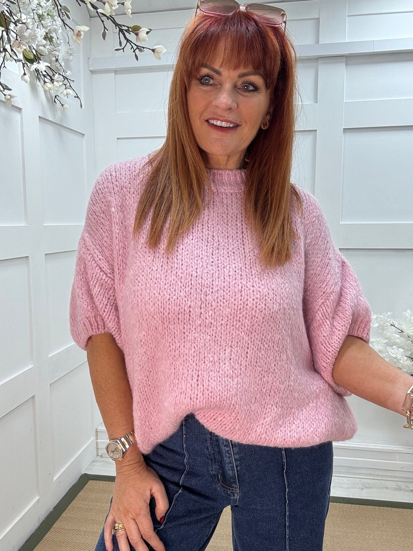 Emma: Bubblegum pink slouchy jumper. One size 12-18/20