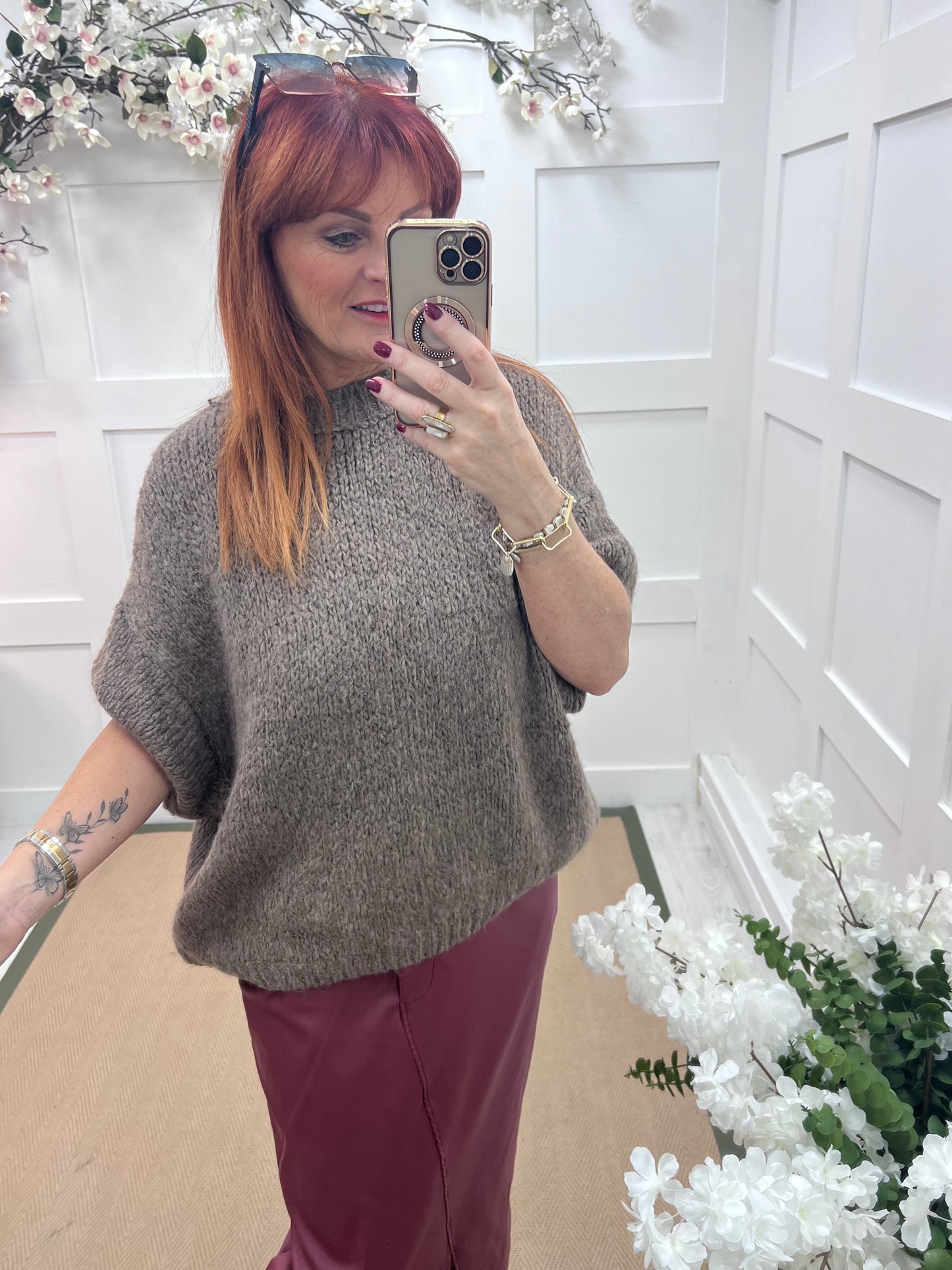 Emma: Mocha slouchy jumper. One size 12-18/20