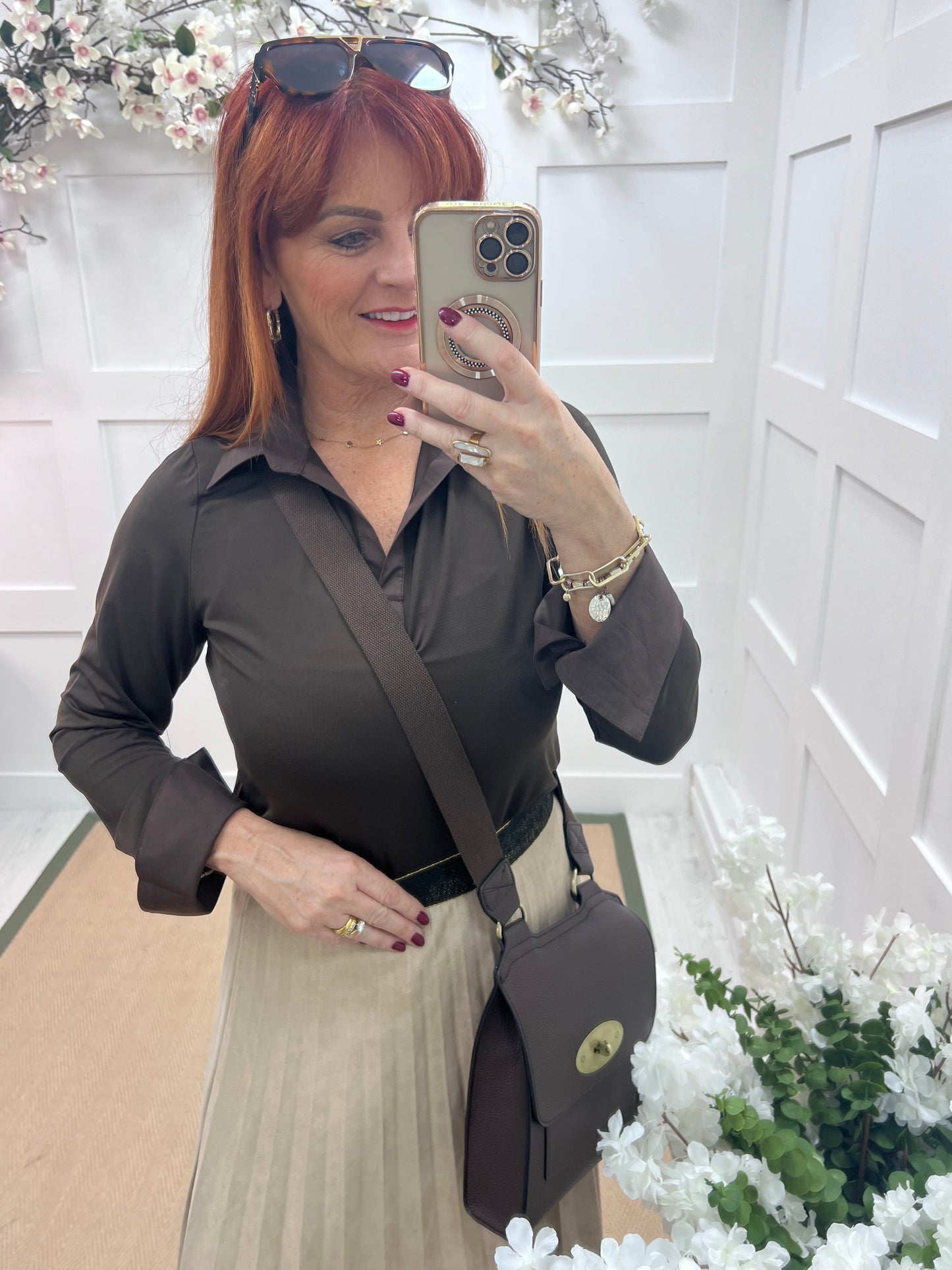 Layla: Chocolate brown cotton layering shirt. 4 sizes