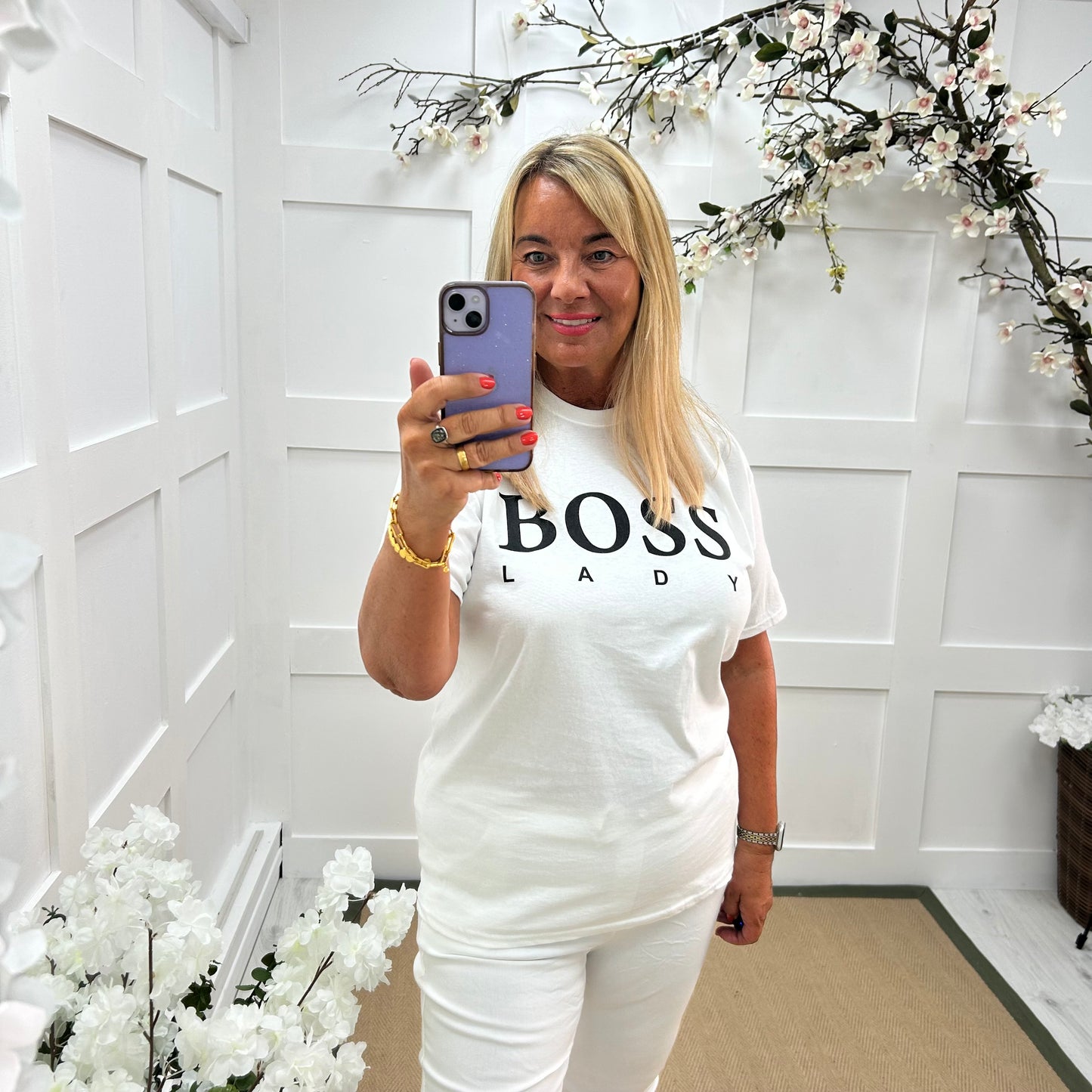 Belle: White Boss Lady T shirt. 3 sizes