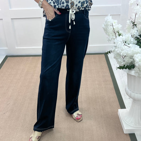 JoJo: Blue stretchy jeans style trousers. 4 Sizes