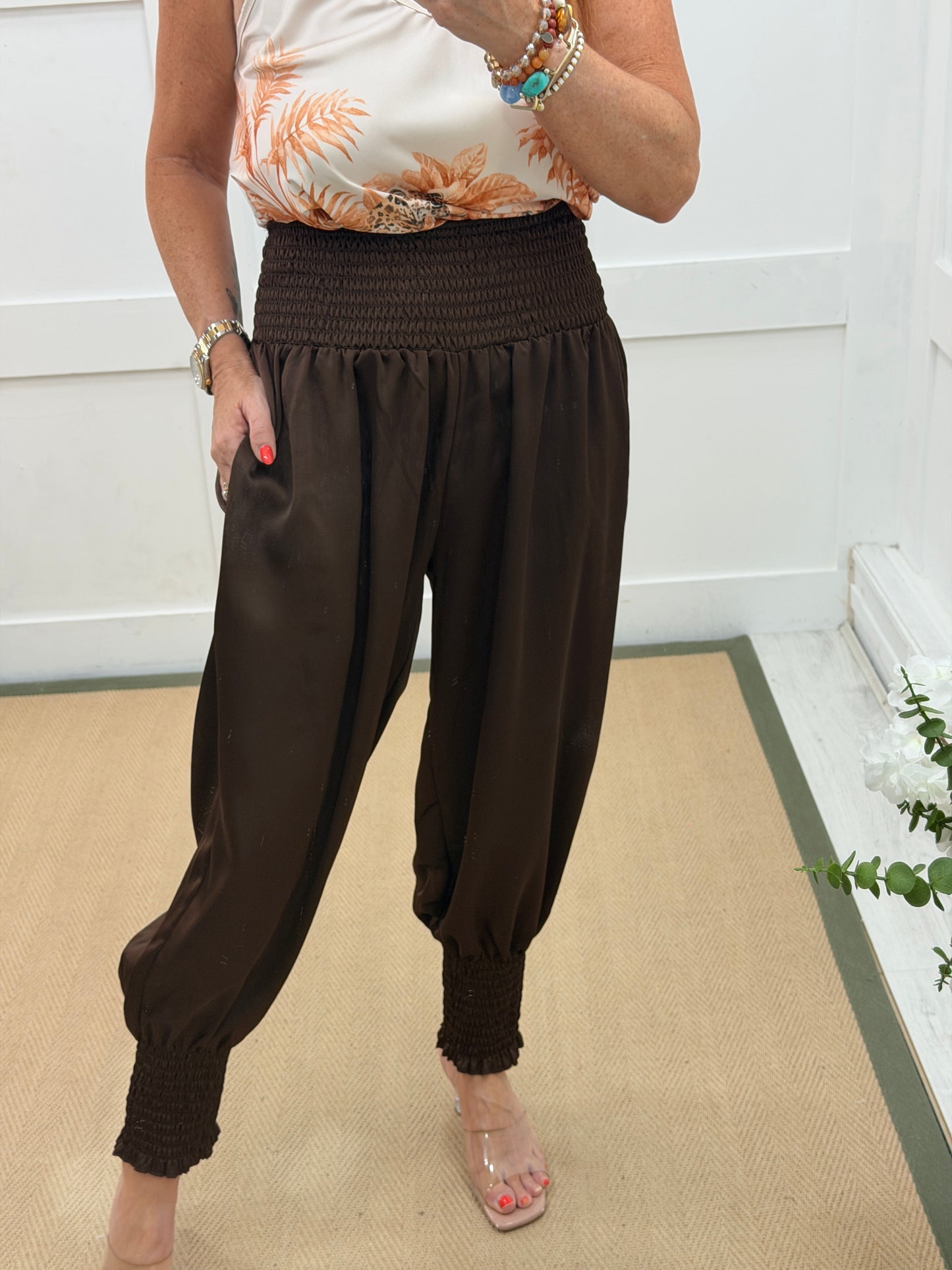 Becca: Silky balloon leg trousers. One size: 10-18. 4 colours