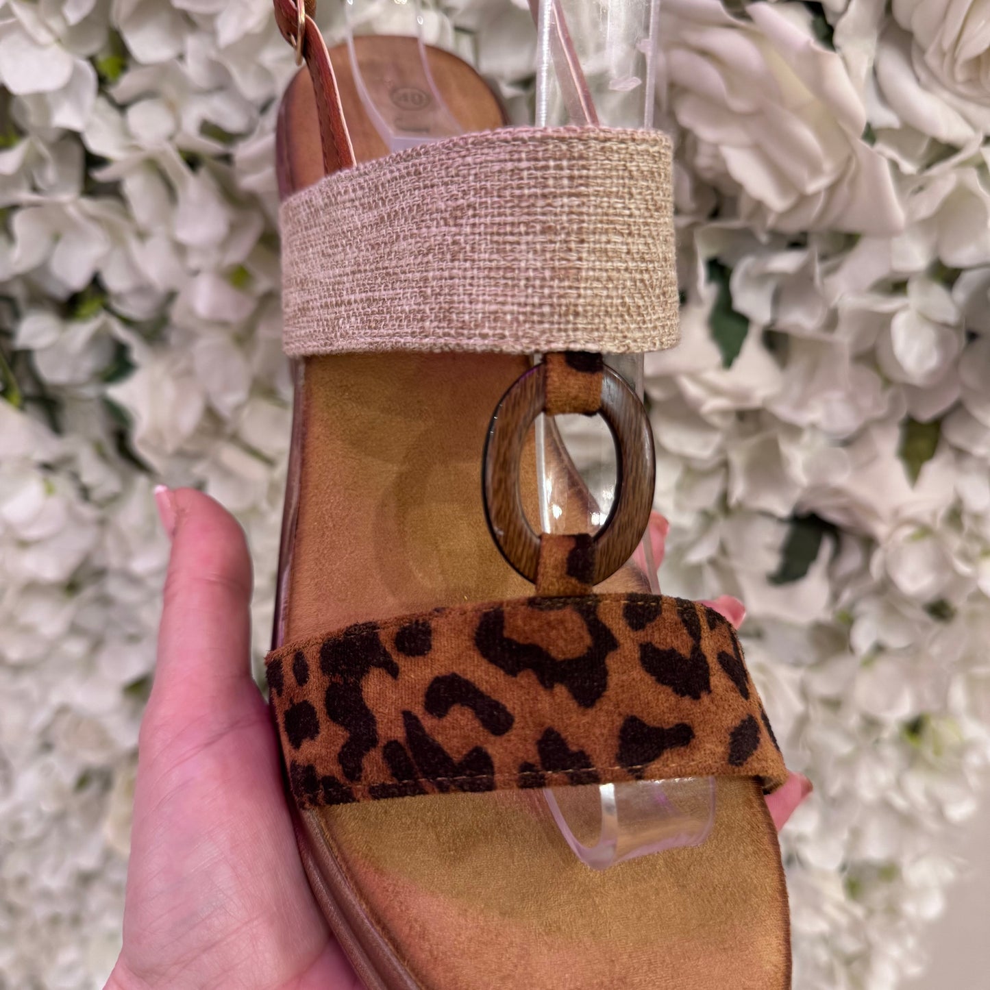 Bindi: Leopard print double strap sandals: Sizes: 3-8