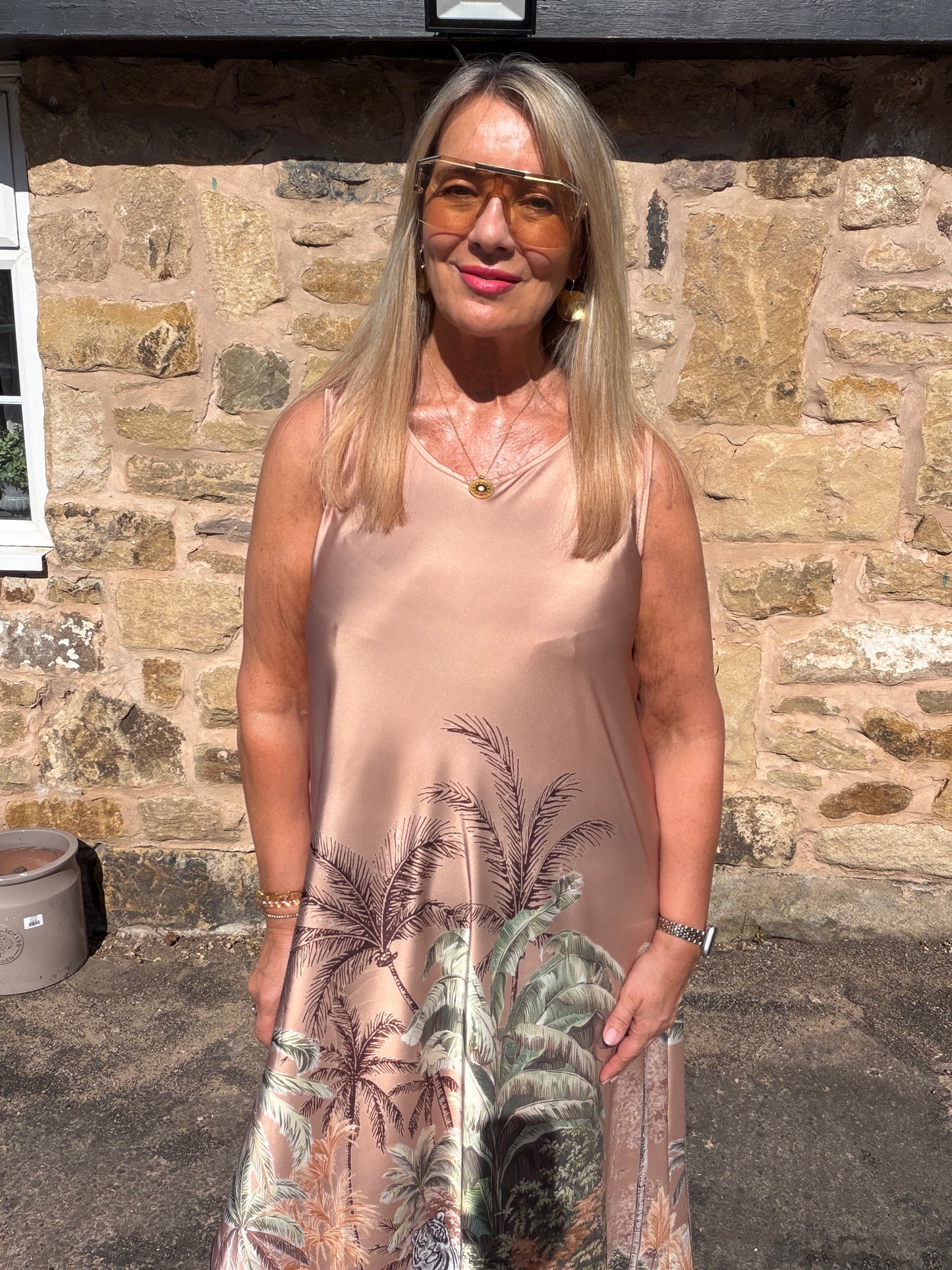 Jenna: Silky jungle print maxi dress. One size 14-18. 4 colours