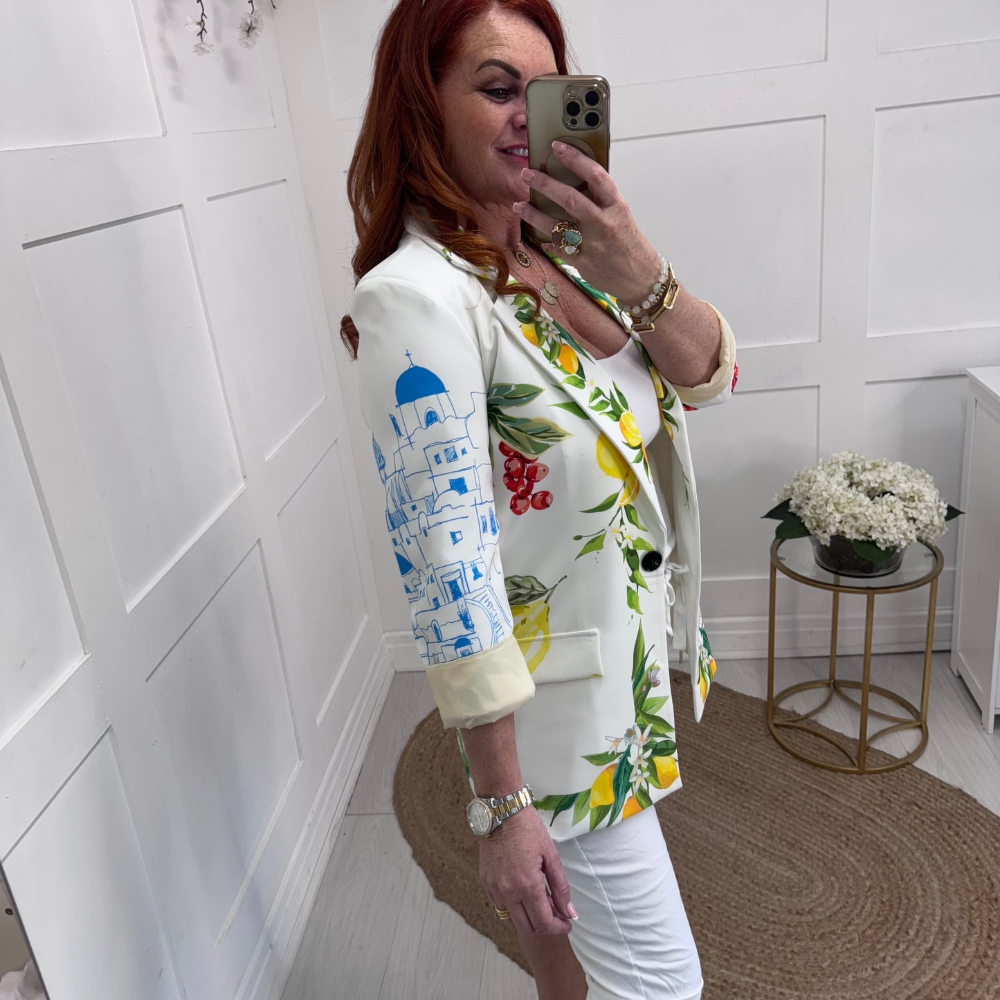 Talulah: White lemons statement blazer. One size: 12-14