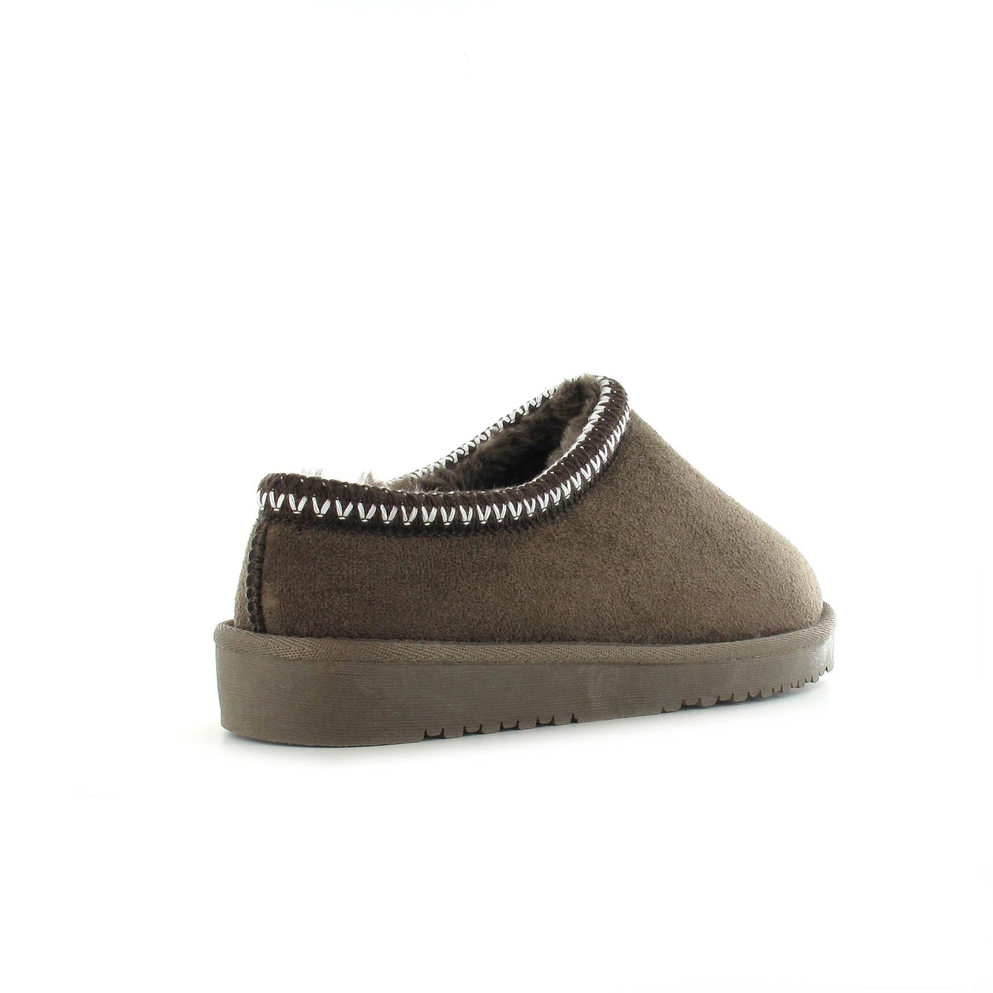 Tara: Mocha embroidered mule slippers. Sizes: 3-8