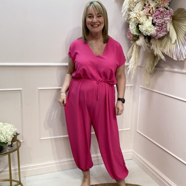 Lily: Plus Size V-neck jumpsuit. One Size 18-24