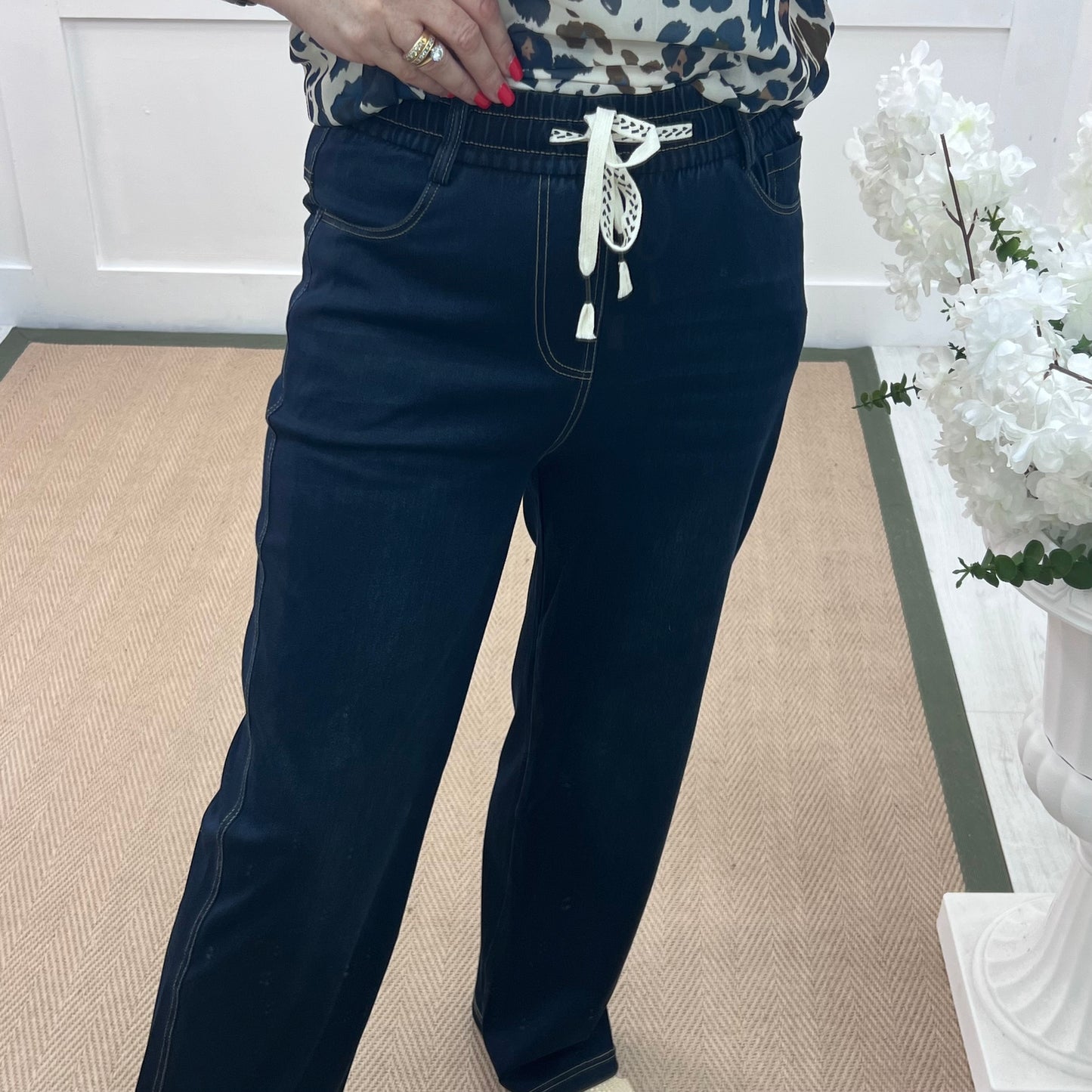 JoJo: Blue stretchy jeans style trousers. 4 Sizes
