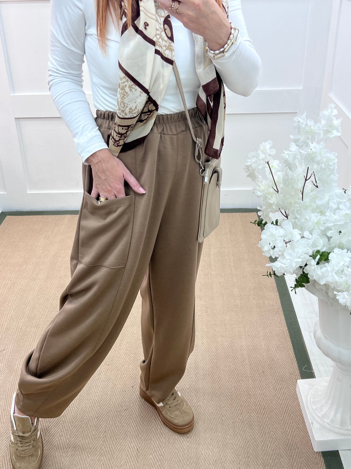 River: Sand cocoon harem trousers. One Sz: 14-20