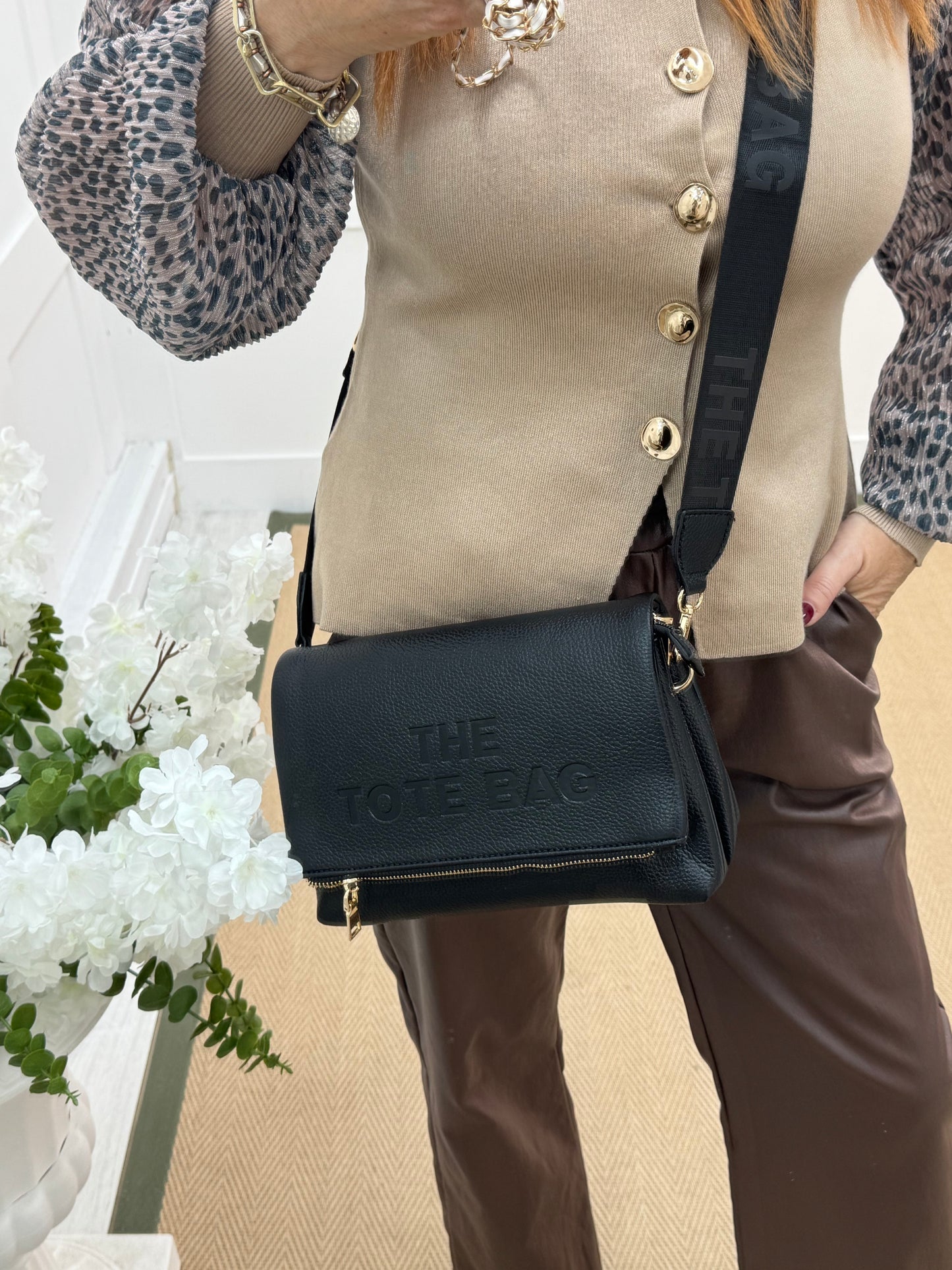 Tammy: Black cross body tote bag
