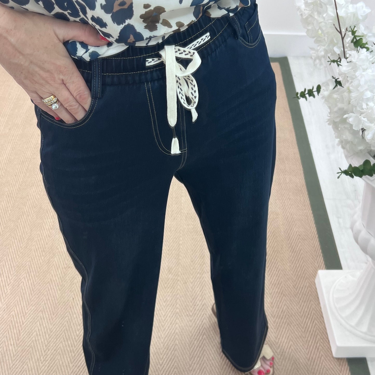 JoJo: Blue stretchy jeans style trousers. 4 Sizes