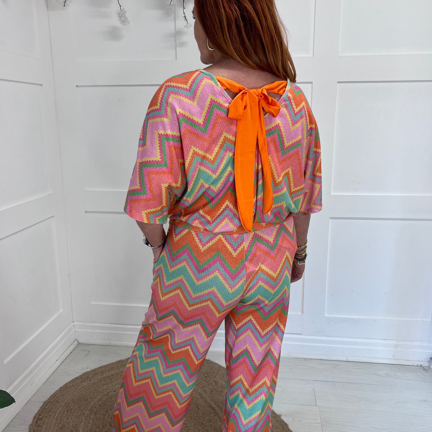 Yazz: Pink zigzag co-ord set. One size: 10-18
