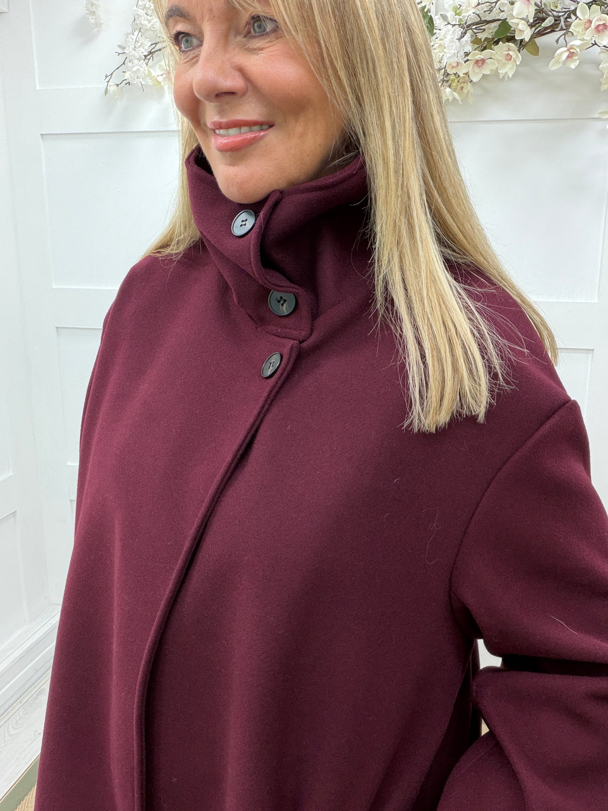 Marlow: Funnel neck coat with pockets. One size 12-18. 4 colours