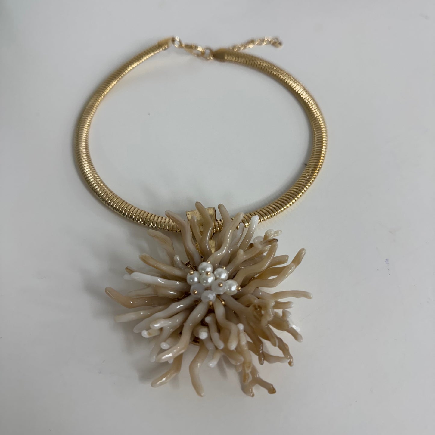 Kellie: Cream coral & gold statement necklace
