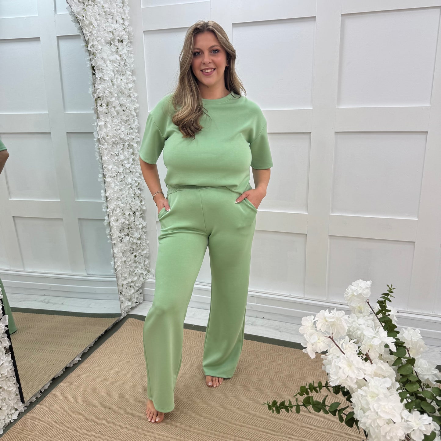 Piper: Green loungewear set. One size: 8-16