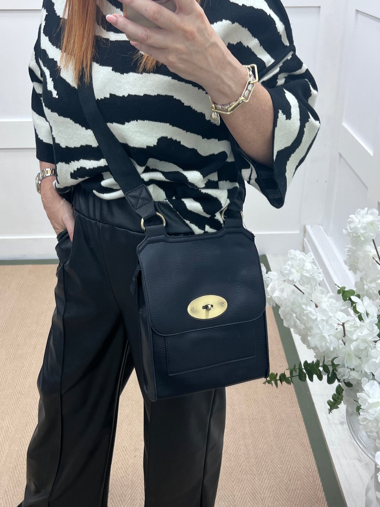 Sasha: Black cross body satchel bag