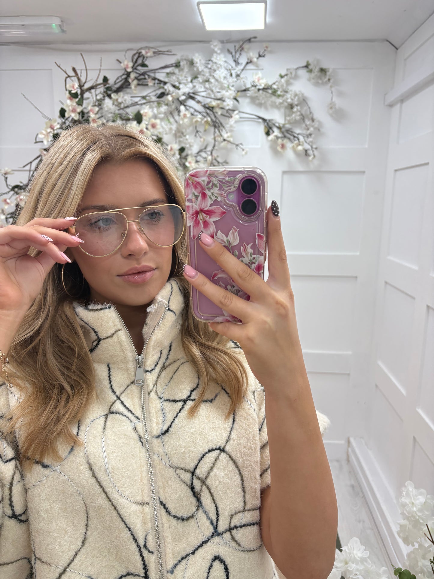 Tori Steel: Gold aviator clear fashion glasses