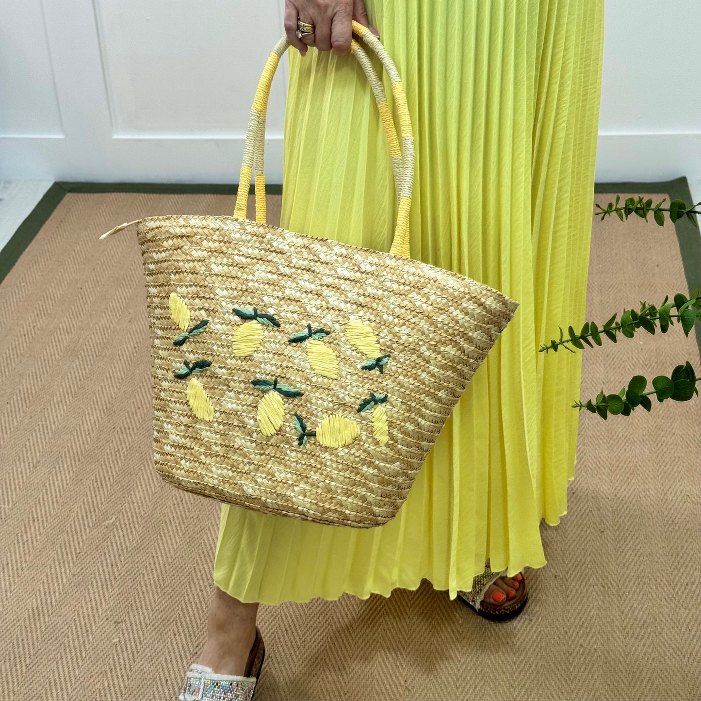 Lulu: Large lemons rattan basket bag