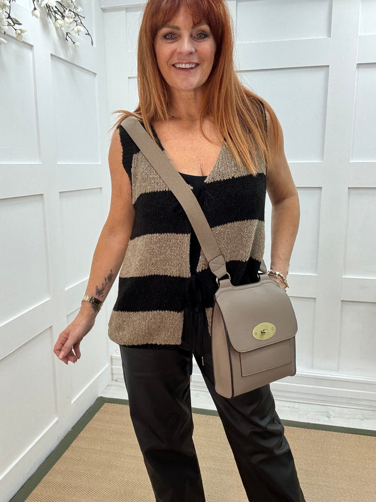 Sasha: Mocha cross body satchel bag