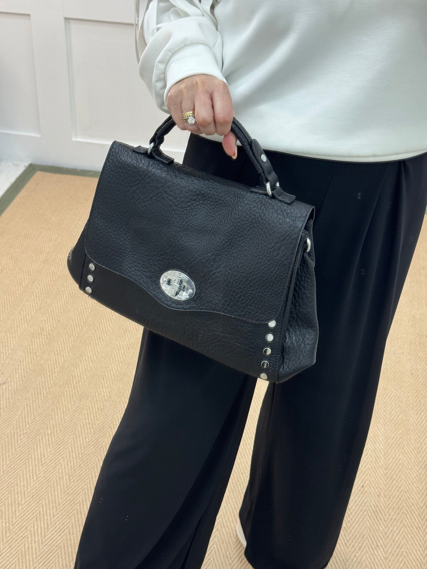 Flora: Large black studded grab bag