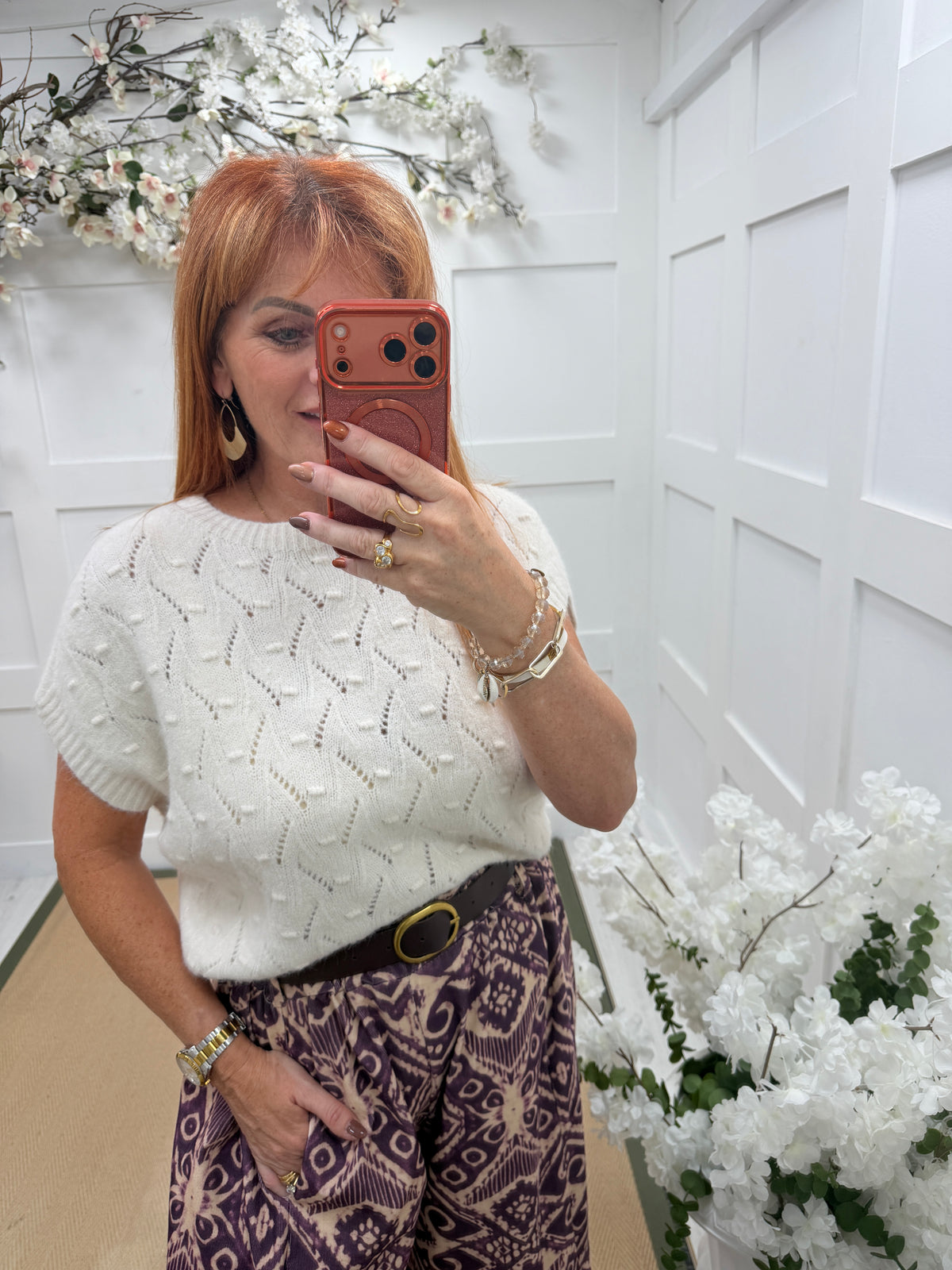 Nula: Short sleeve knitted top. One size: 12-16. 4 colours