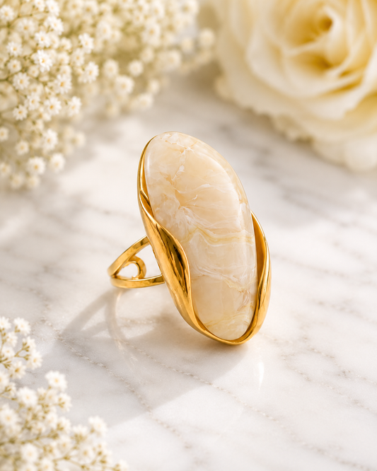 Ophelia: Gold & resin statement ring. 2 colours