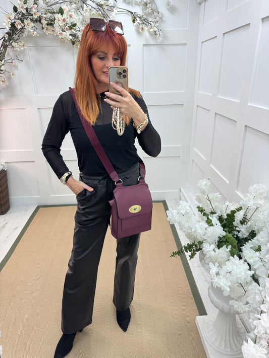 Sasha: Burgundy cross body satchel bag