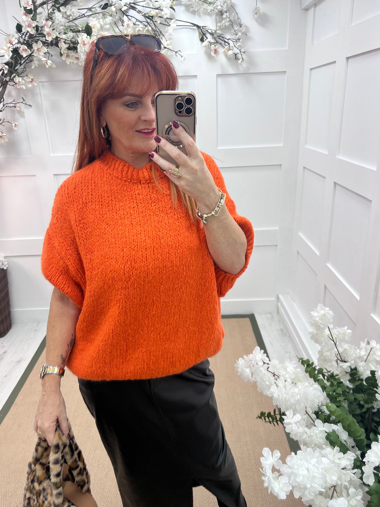 Emma: Orange slouchy jumper. One size 12-18/20