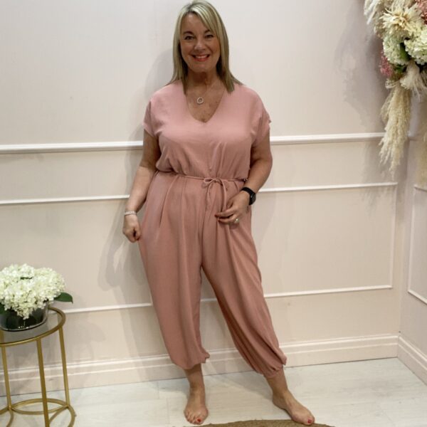 Lily: Plus Size V-neck jumpsuit. One Size 18-24