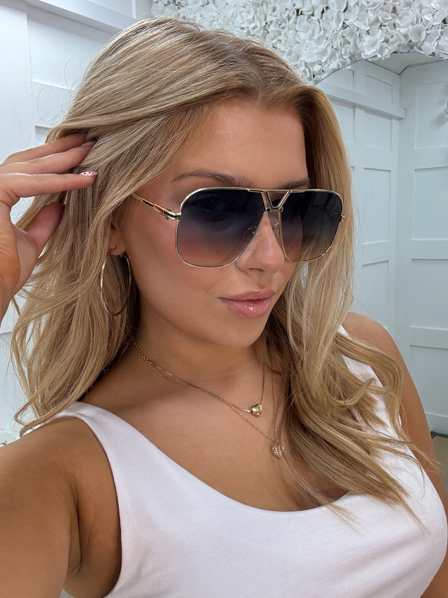 Lila Lux: Gold & brown aviator fashion sunglasses