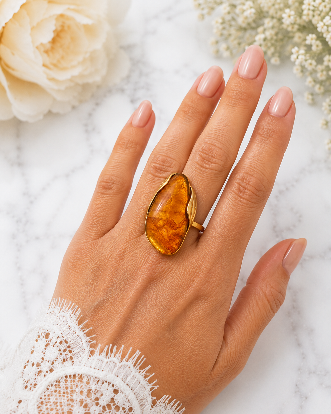 Ophelia: Gold & resin statement ring. 4 colours