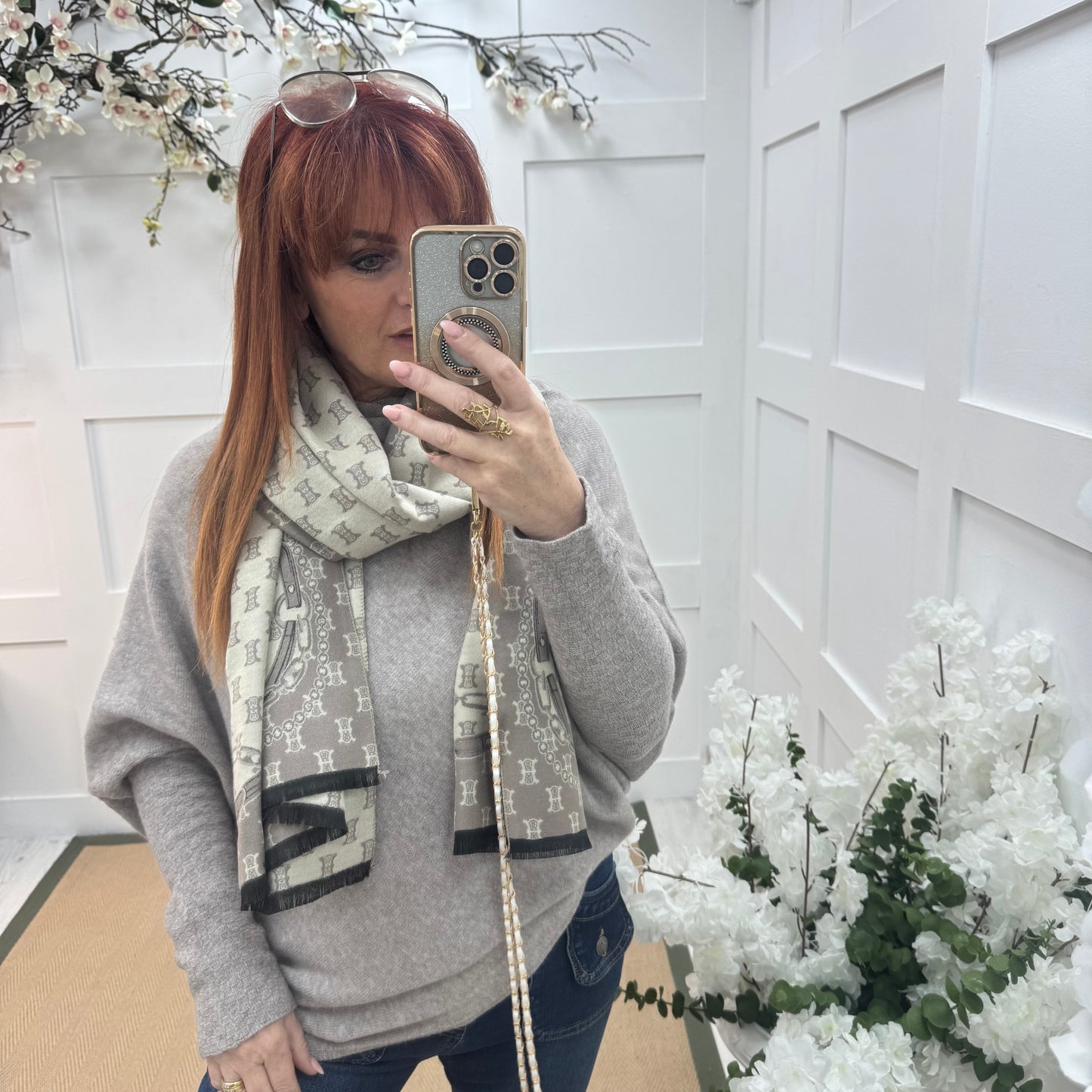 Elodie: Beige & cream designer inspired scarf