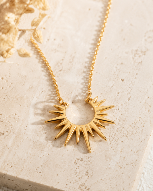 Harper: 18k gold plated sun necklace