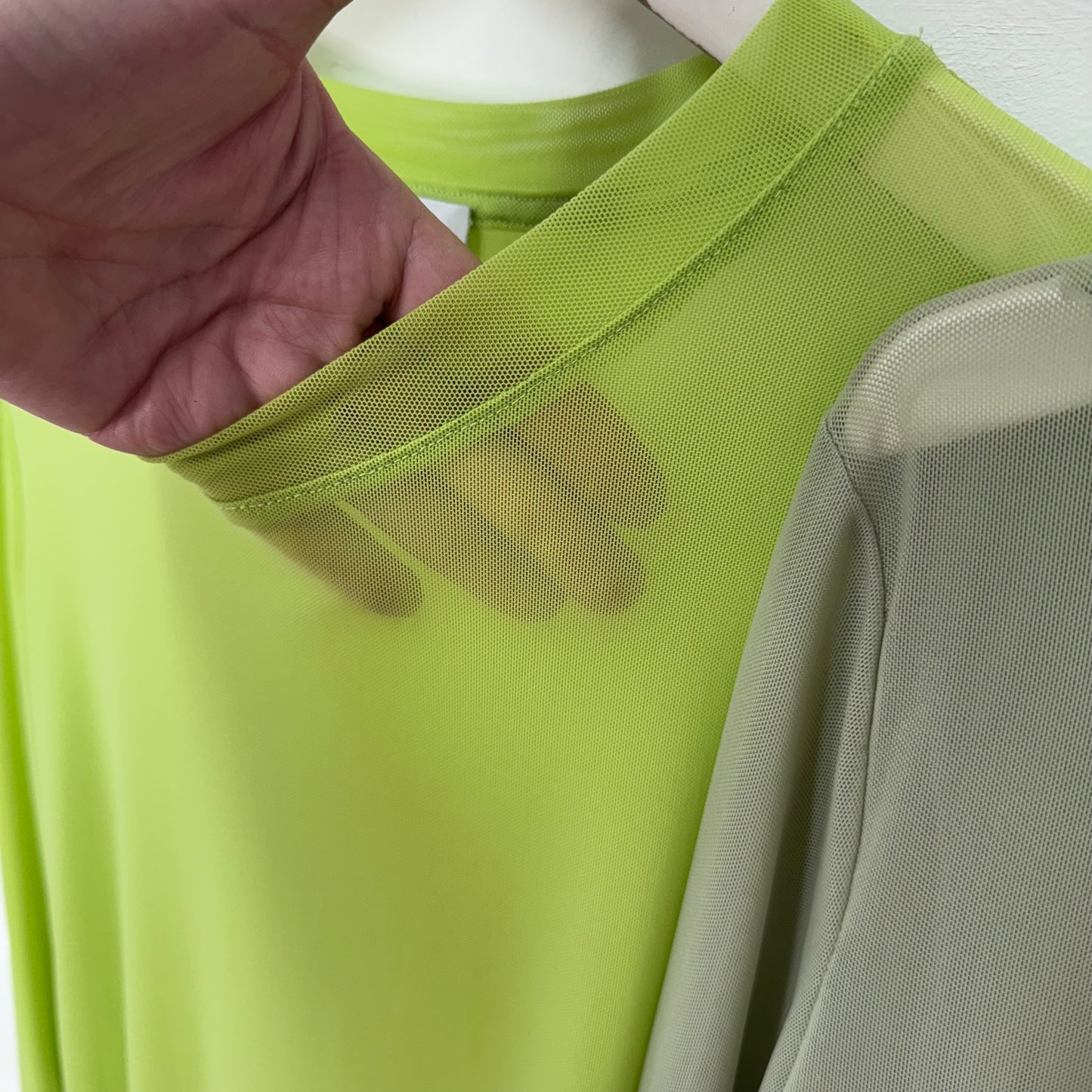 Romy: Lime sheer mesh top. One Sz: 12-18