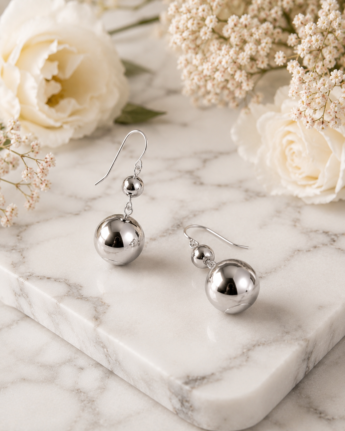 Luna: Double ball drop earrings