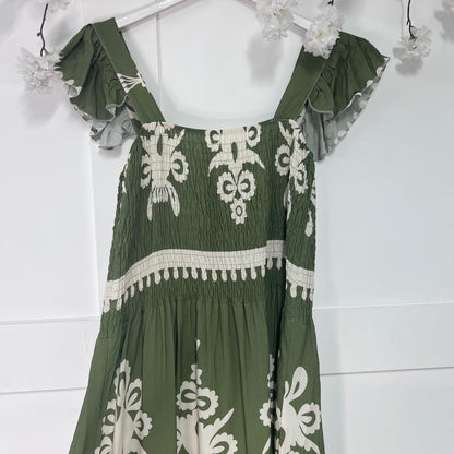 Jude: Printed shirred waist maxi dress. One size 10-20