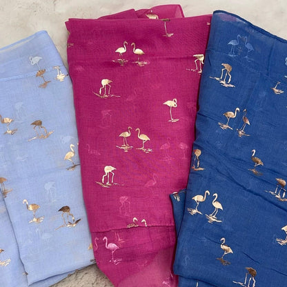 Freja: Lightweight flamingo printed scarf