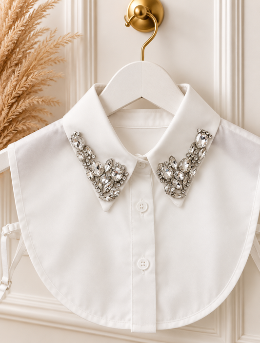 Connie: White rhinestone collar.