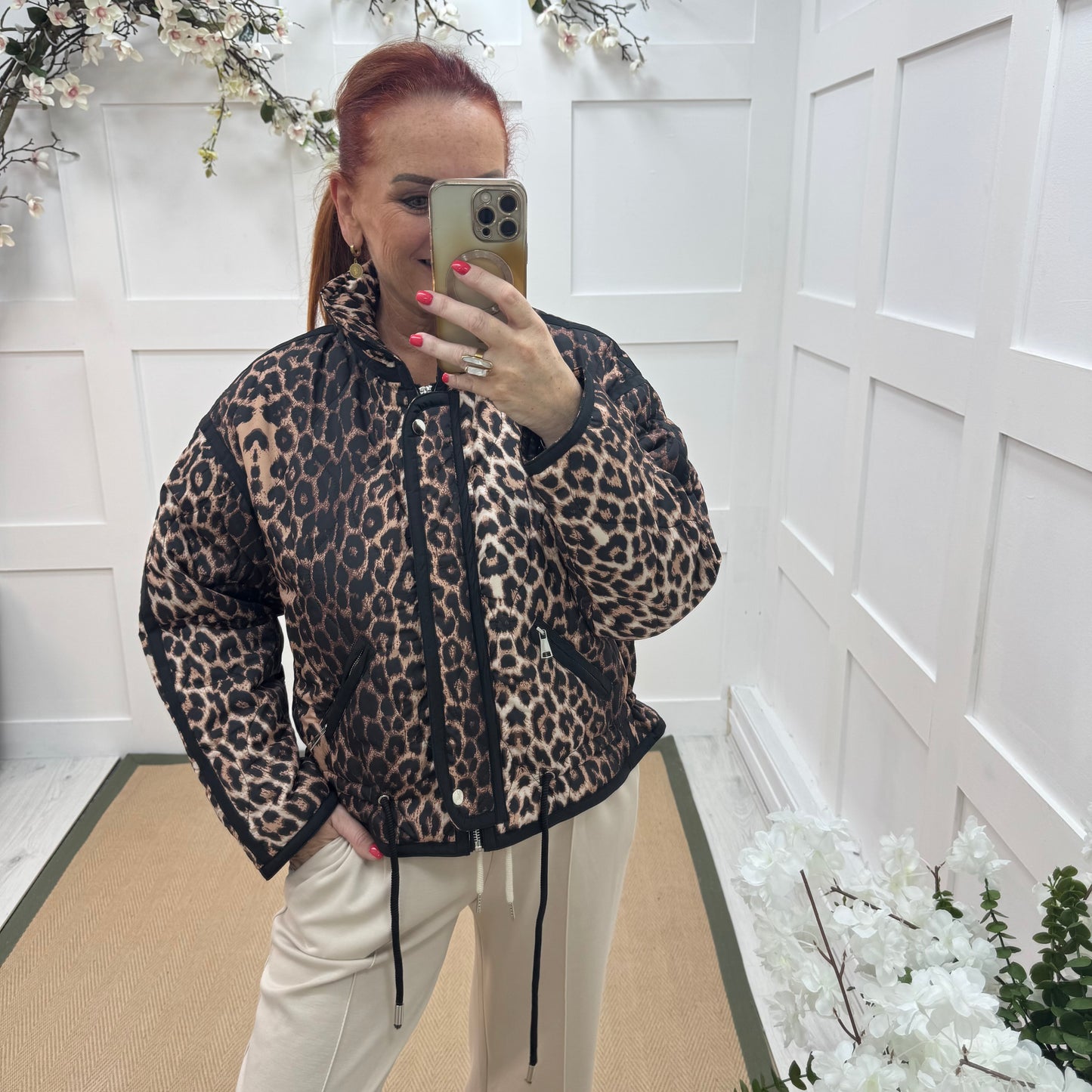 Amara : Leopard print padded jacket. One size: 12-18