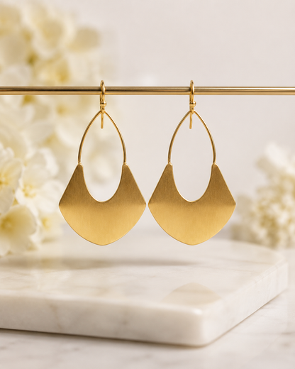 Darcey: Large brushed metal drop earrings