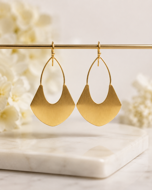 Darcey: Large brushed metal drop earrings