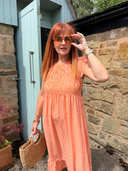 Gabby: Stretchy gingham midi dress. One size 8-16. 2 colours