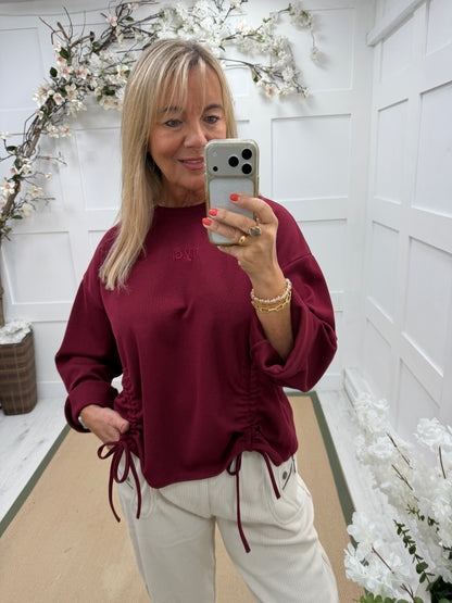 Nancy: NYC ruched sweatshirt. One size: 10-16. 3 colours