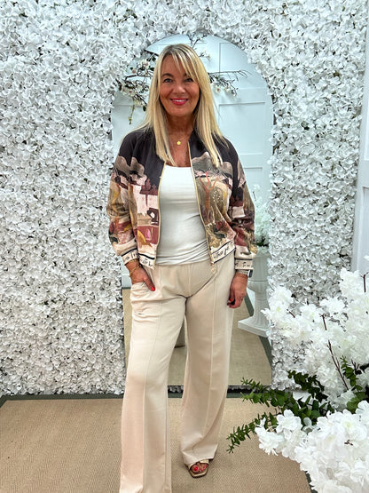 Bailey: Brown soft feel Amalfi bomber jacket. One size: 12-18
