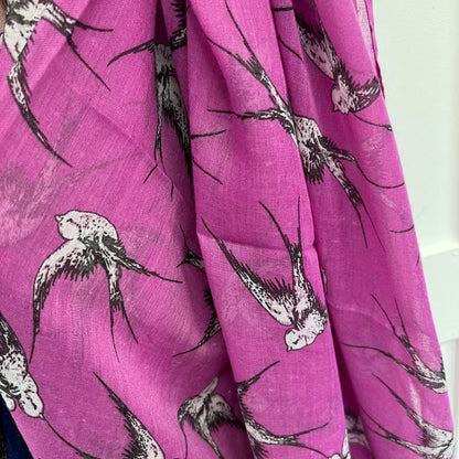 Flossie: Swallow bird printed ladies scarf