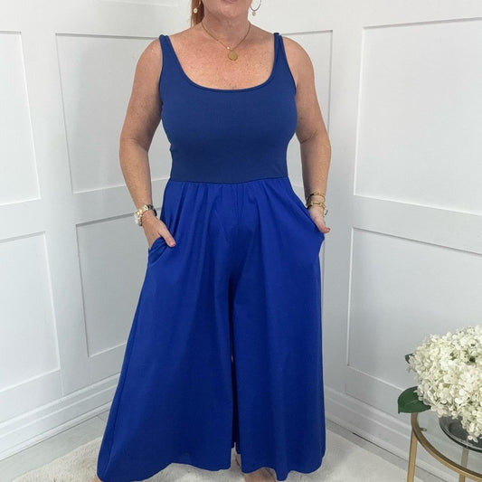 Libby: Plus ribbed vest pocket jumpsuit One size 8-18/20