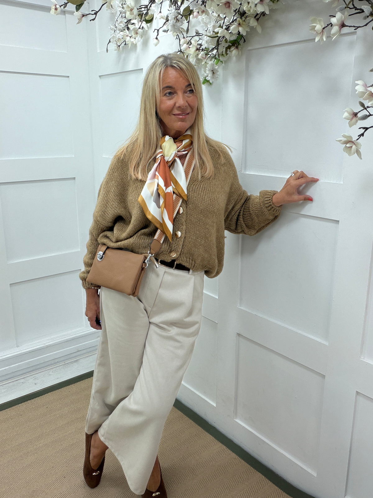 Cora: Slouchy gold button cardigan. One size: 12-18/20 3 colours