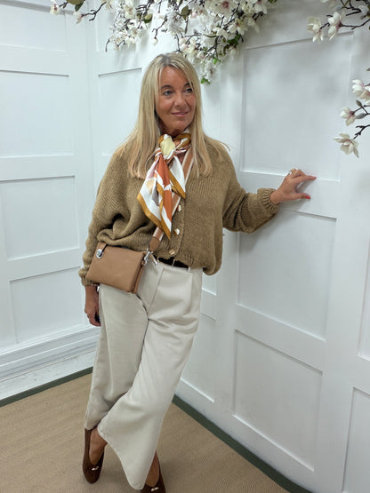 Cora: Slouchy gold button cardigan. One size: 12-18/20 3 colours